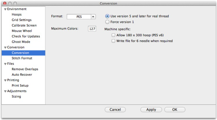 223-Preferences>Preferences>Conversion 223-Preferences>Preferences>Conversion