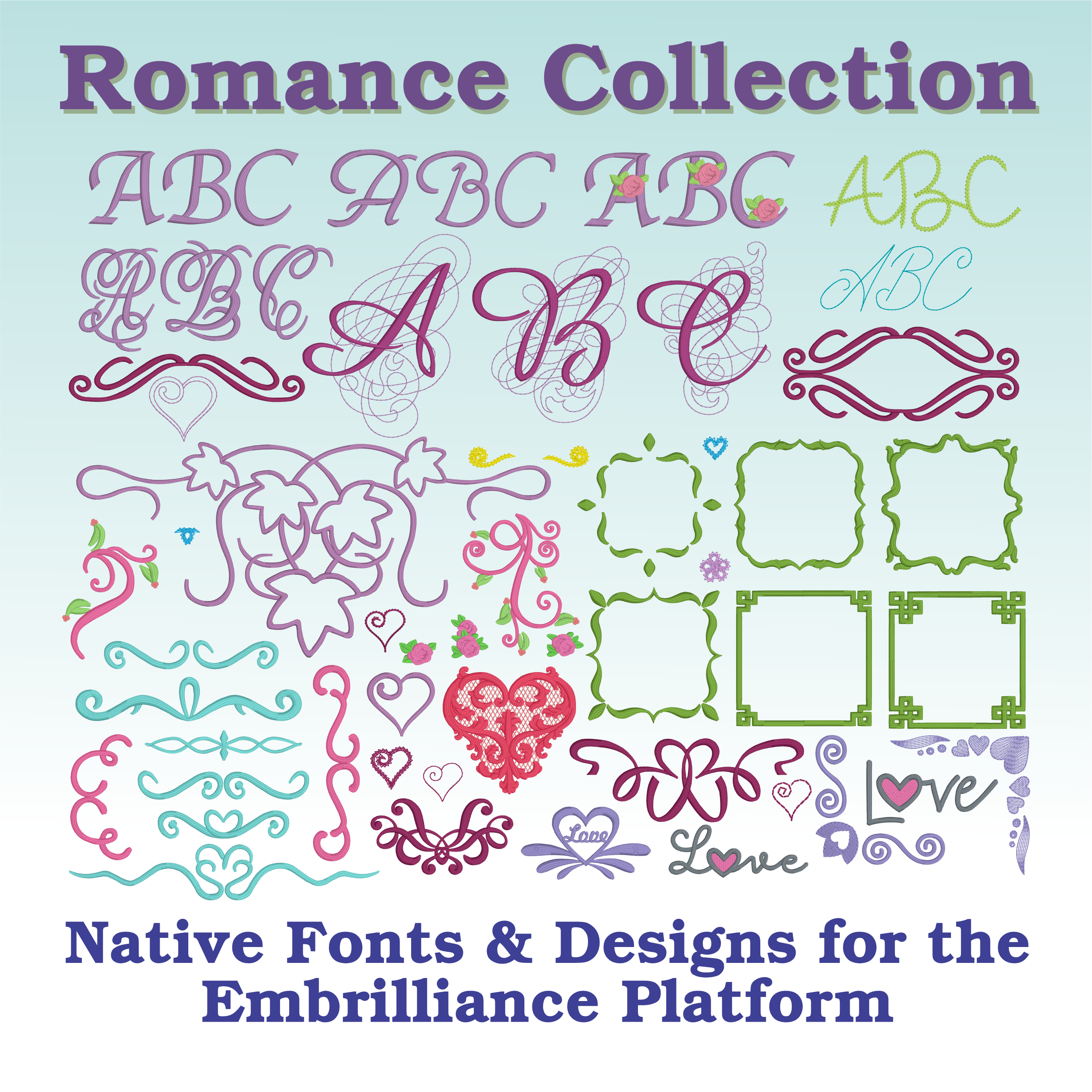 Embrilliance Embroidery Software Romance Collection 1 - Romantic Embroidery Designs Collection