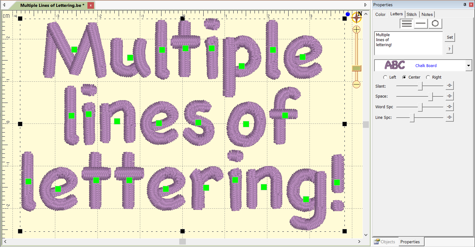 Embrilliance Essentials lets you add text to design with multiple lines of lettering and specific multiline controls.