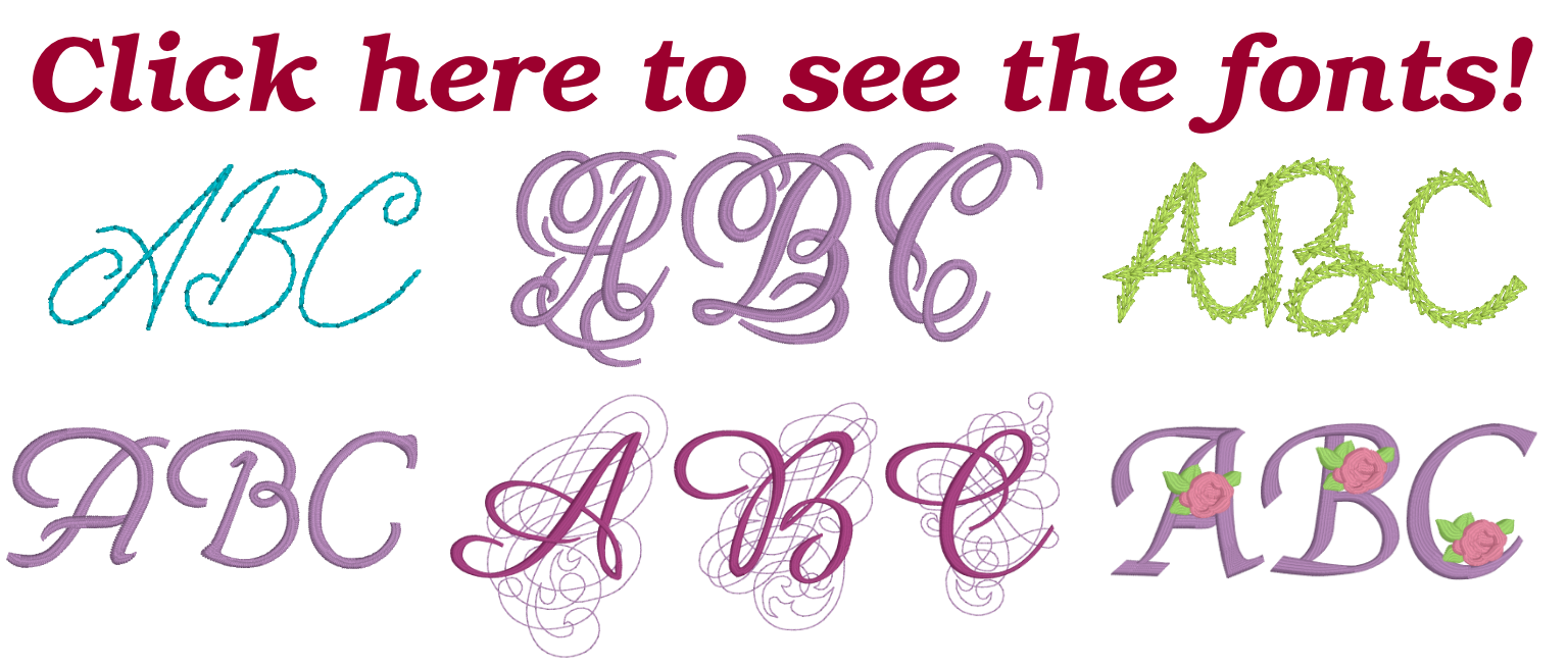 Banner featuring scalable fonts from the Romance Collection 1 by Embrilliance Embroidery Software