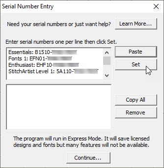 Platform Serial Numbers – Embrilliance Embroidery Software