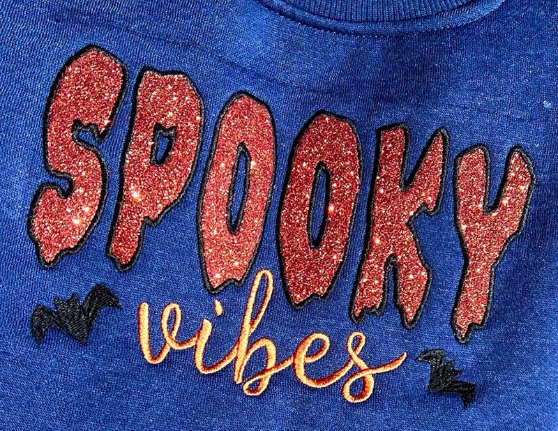 Free Spooky Vibes Applique Embroidery Design with HTV (Heat Transfer Vinyl)