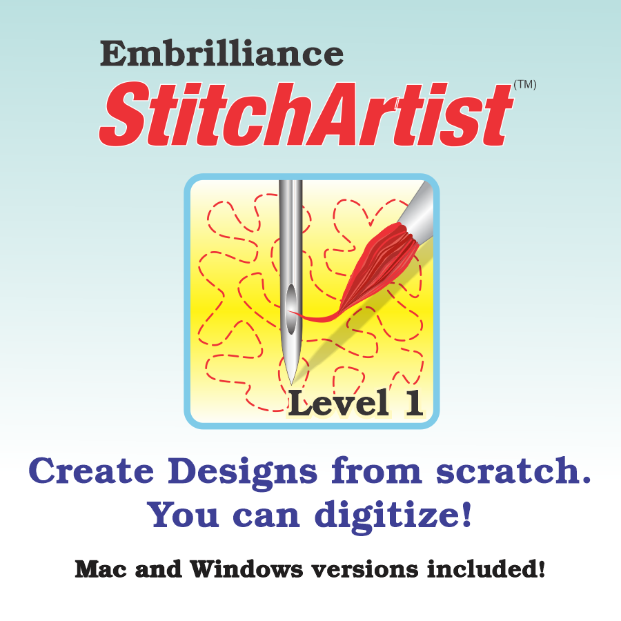 Embrilliance StitchArtist Niveau 1 logiciel de numérisation de broderie pour Mac et PC 