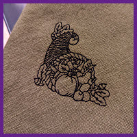 A Free Horn Of Plenty Embroidery Design for your Thanksgiving Table